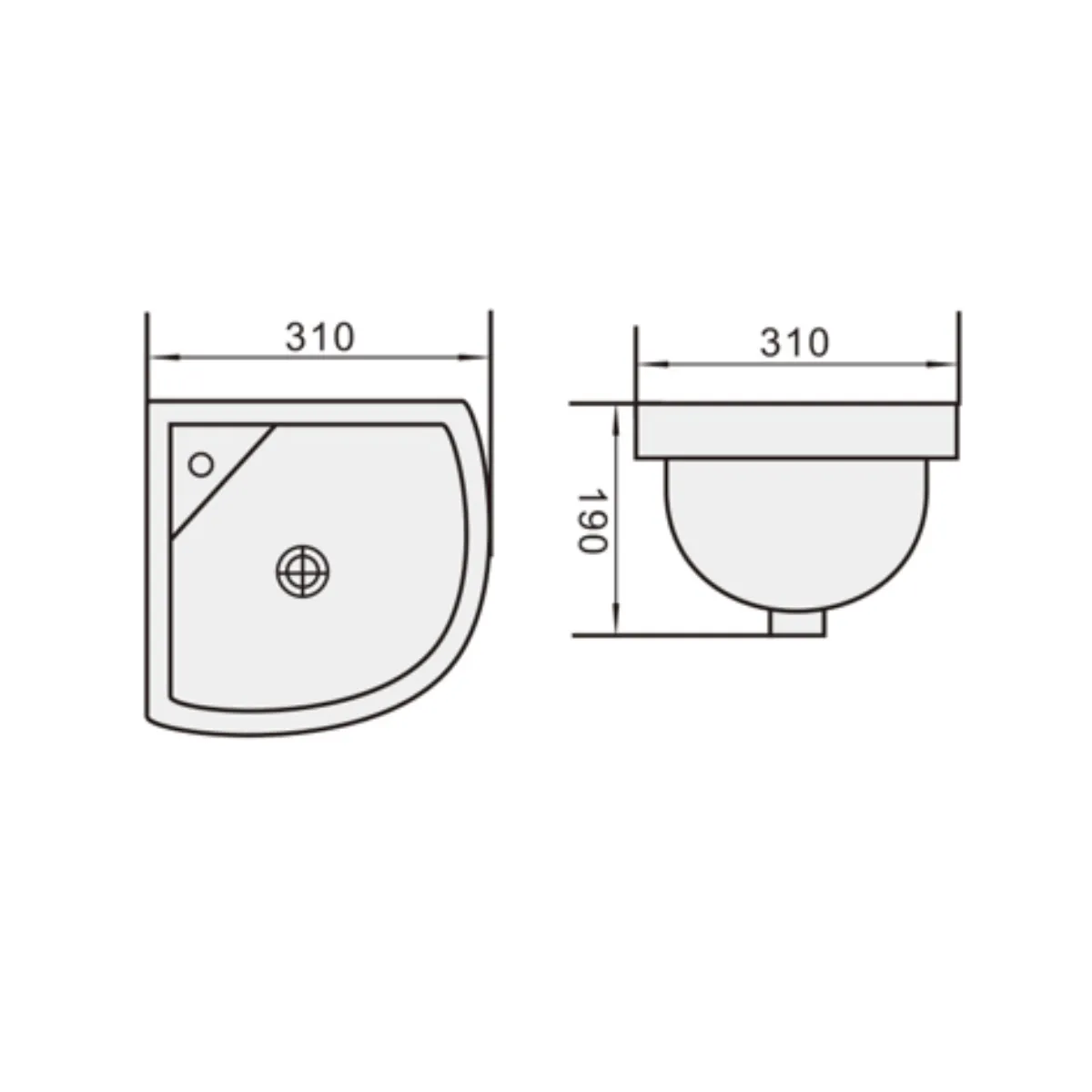 Cosmos CSB 1003 Wall Hung Corner Washbasin - view 2